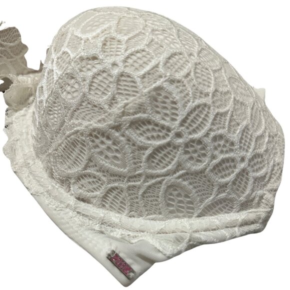EUC PINK by Victoria's Secret Strappy White Floral Lace Bra Size 36DD - Picture 6 of 8